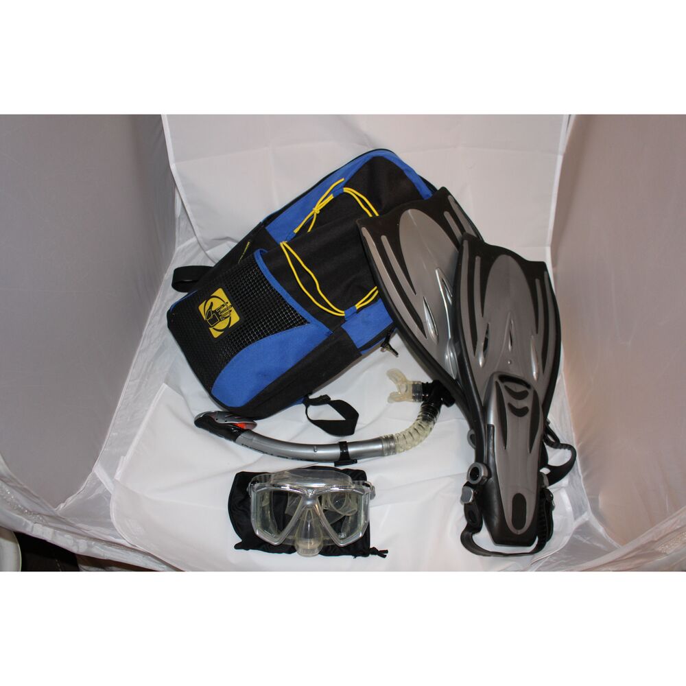 Tempered Blue Fins Snorkel Mask Snorkeling Gear